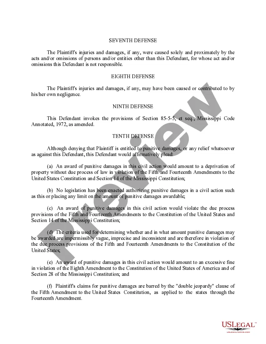 Preview Answer and Affirmative Defenses