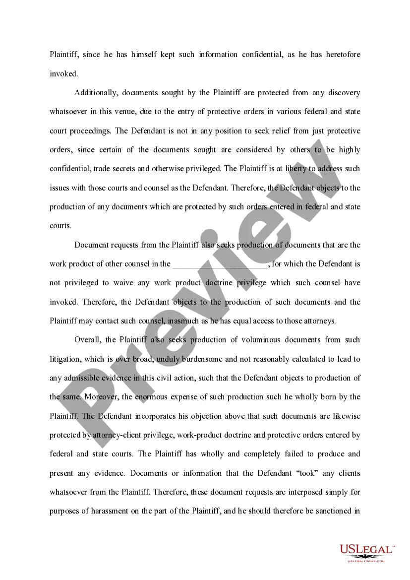Preview Responses - Objections to Requests for Productions of Documents