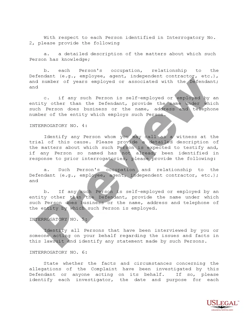 Get Plaintiff's First Set of Interrogatories and Requests for Production of Documents to Defendant Preview Plaintiff's First Set of Interrogatories and Requests for Production of Documents to Defendant