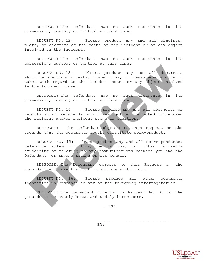 Preview Defendant's Answers to Plaintiff's First Set of Interrogatories and Requests for Production of Documents
