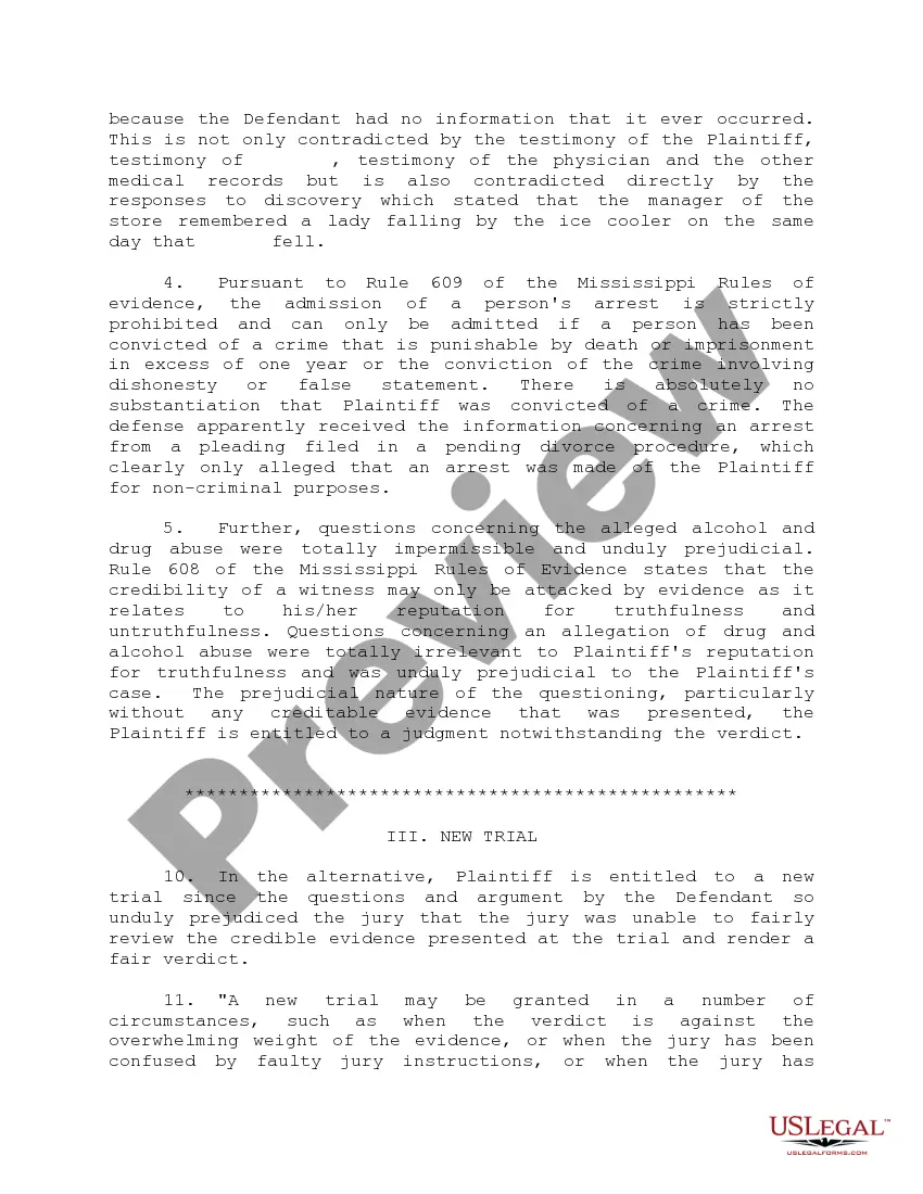 Preview Motion for Judgment Notwithstanding the Verdict, or in the Alternative, for a New Trial