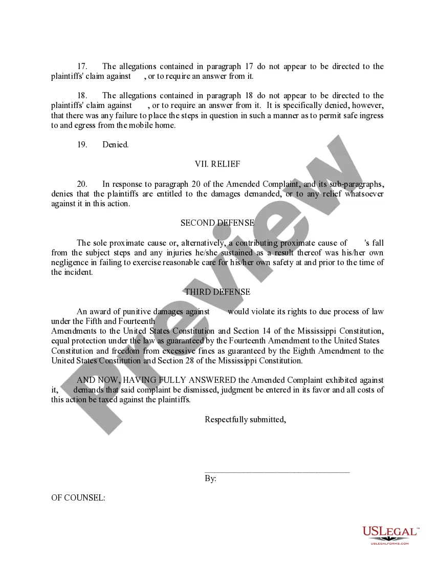 Get Separate Answer and Defenses to Amened Complaint Preview Separate Answer and Defenses to Amened Complaint