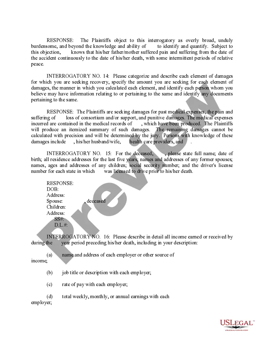 Preview Response to First Set of Interrogatories