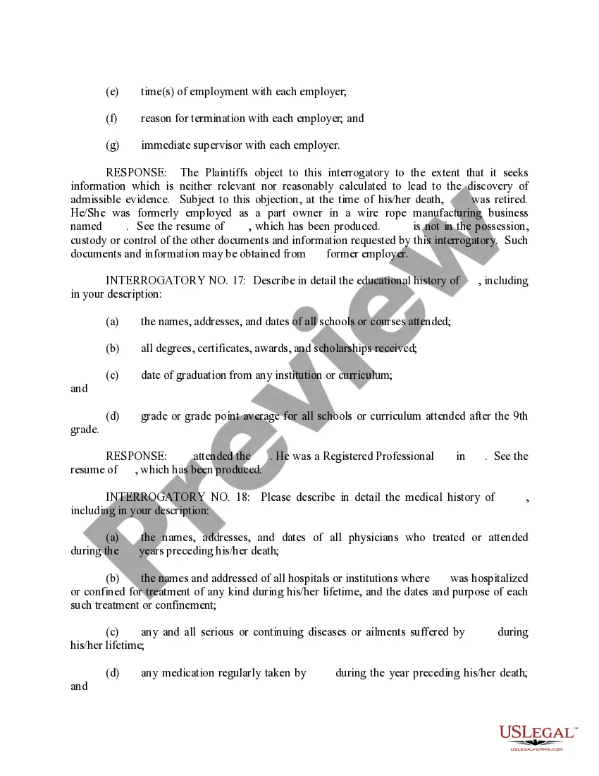 Preview Response to First Set of Interrogatories
