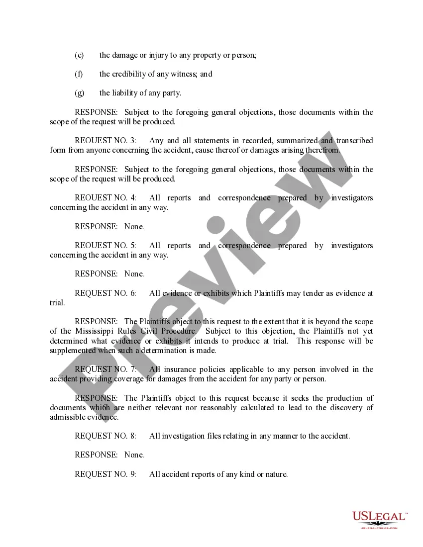 Preview Response to First Request for Production of Documents