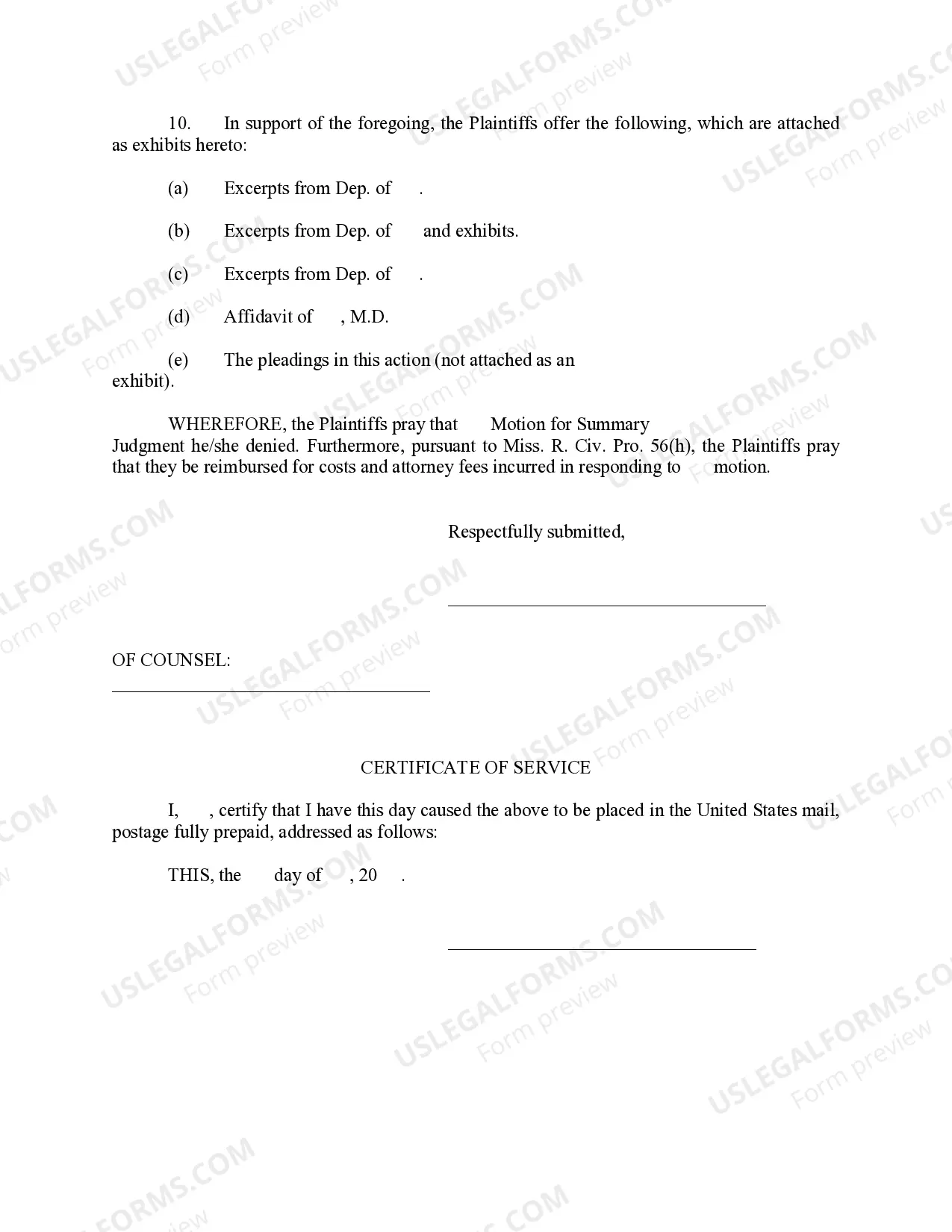 Preview Response to Motion for Summary Judgment