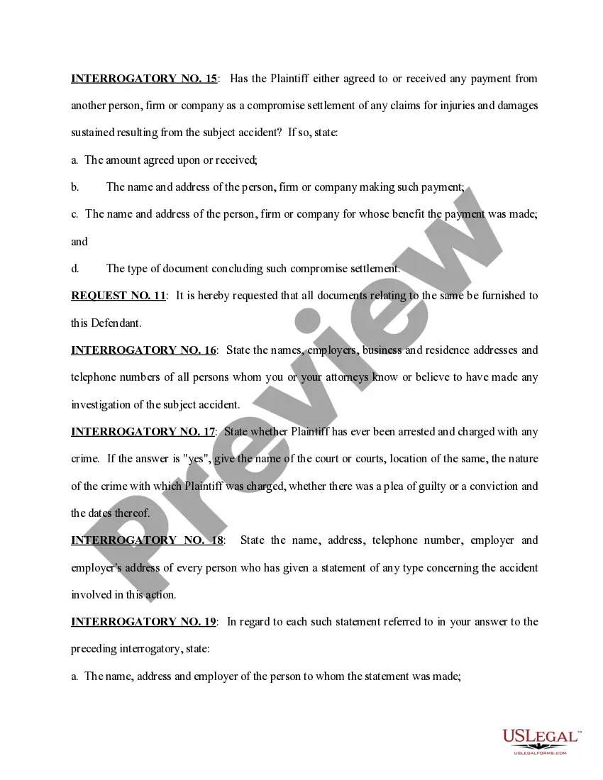 Preview Interrogatories and Request for Production