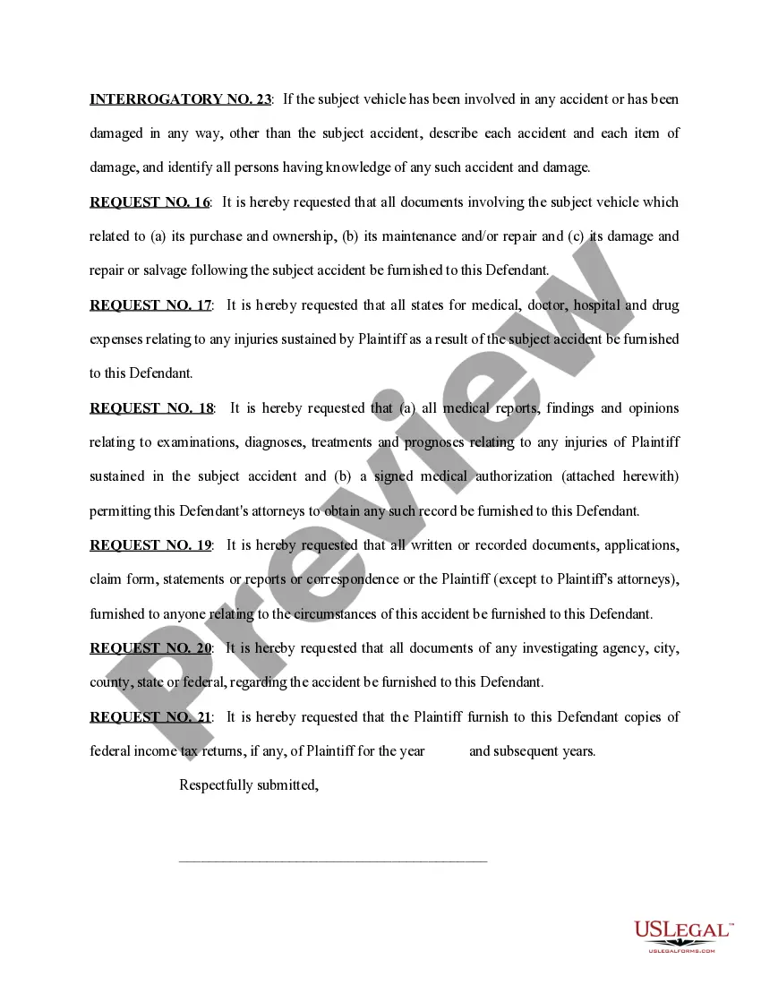 Preview Interrogatories and Request for Production