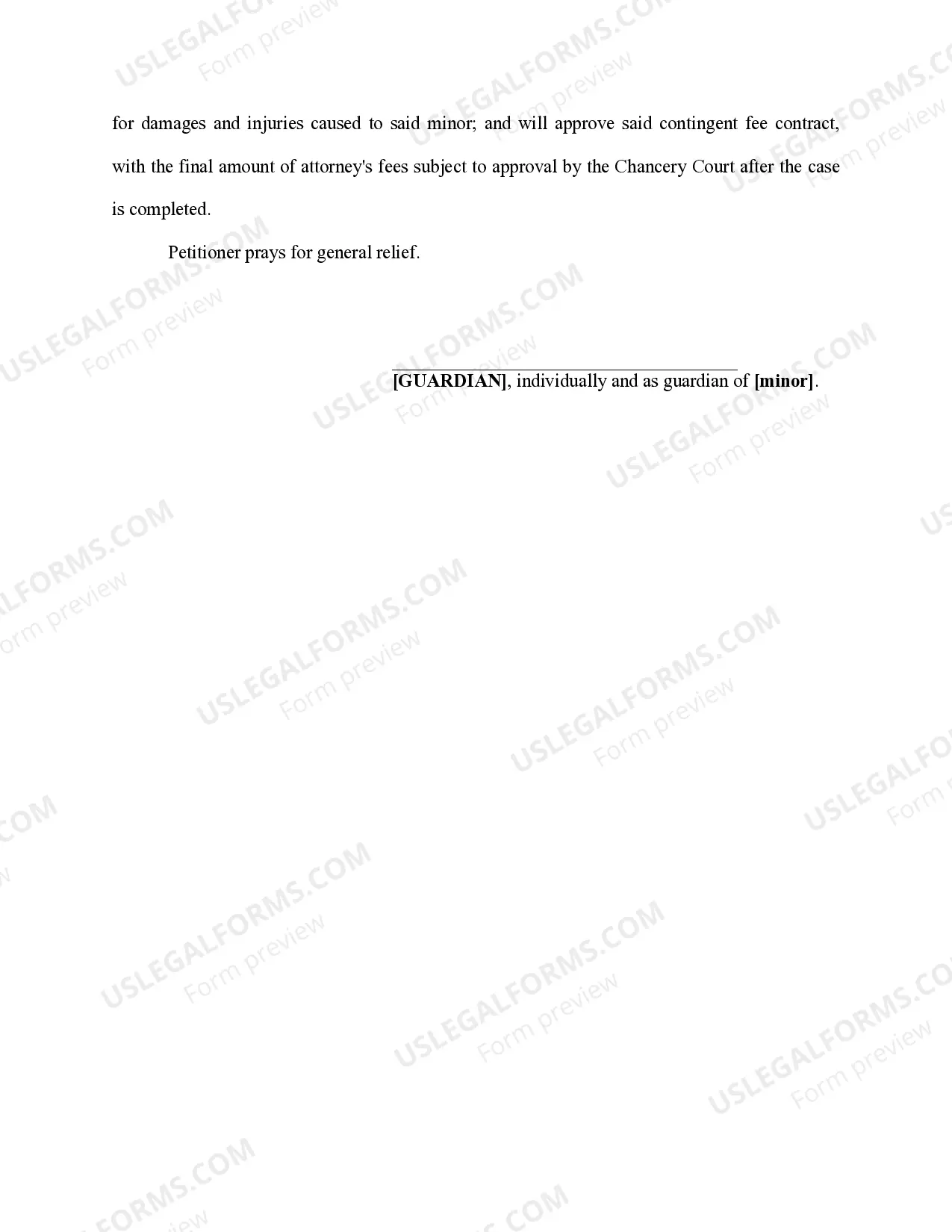 Preview Petition for Authority to Bring Suit and for Approval of Contingent Fee Contract