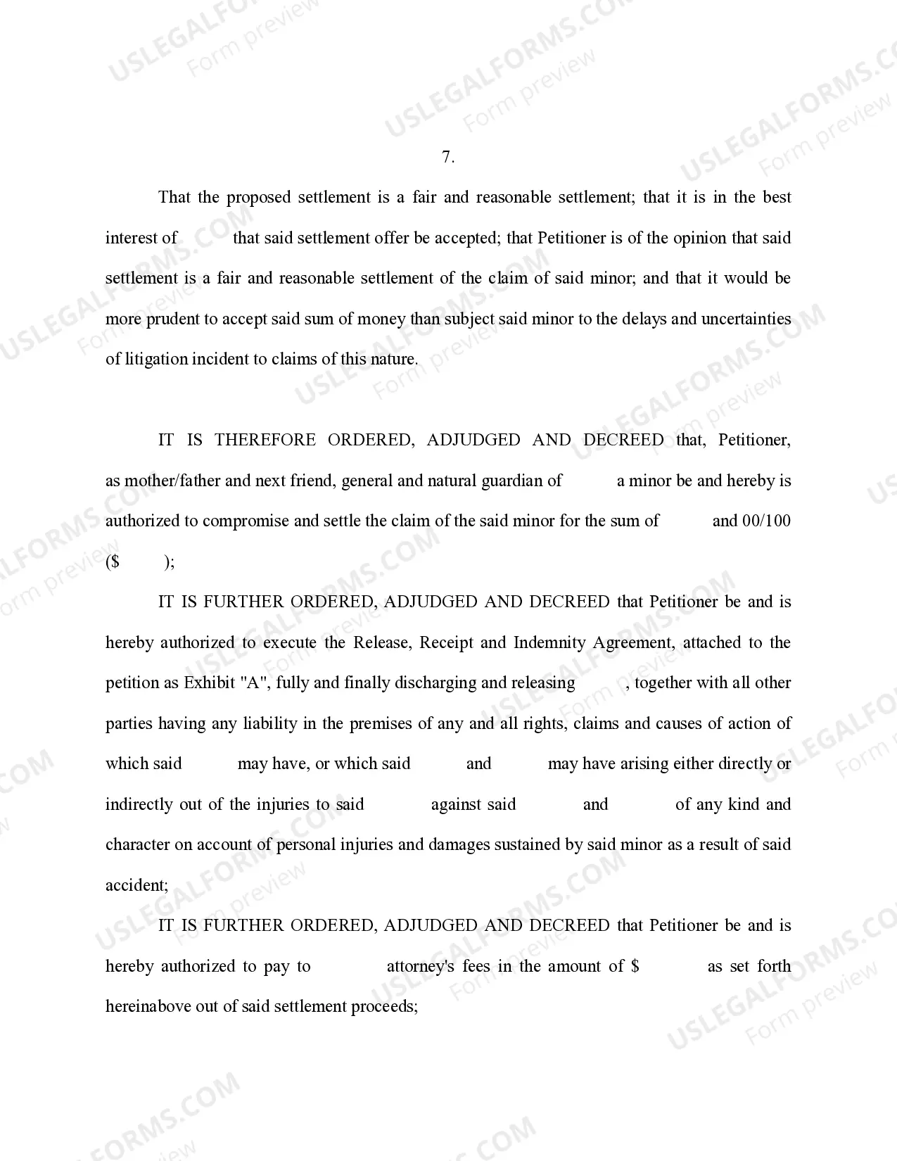 Preview Petition for Authority to Settle Doubtful Claim, With Joinder - School Bus Injury