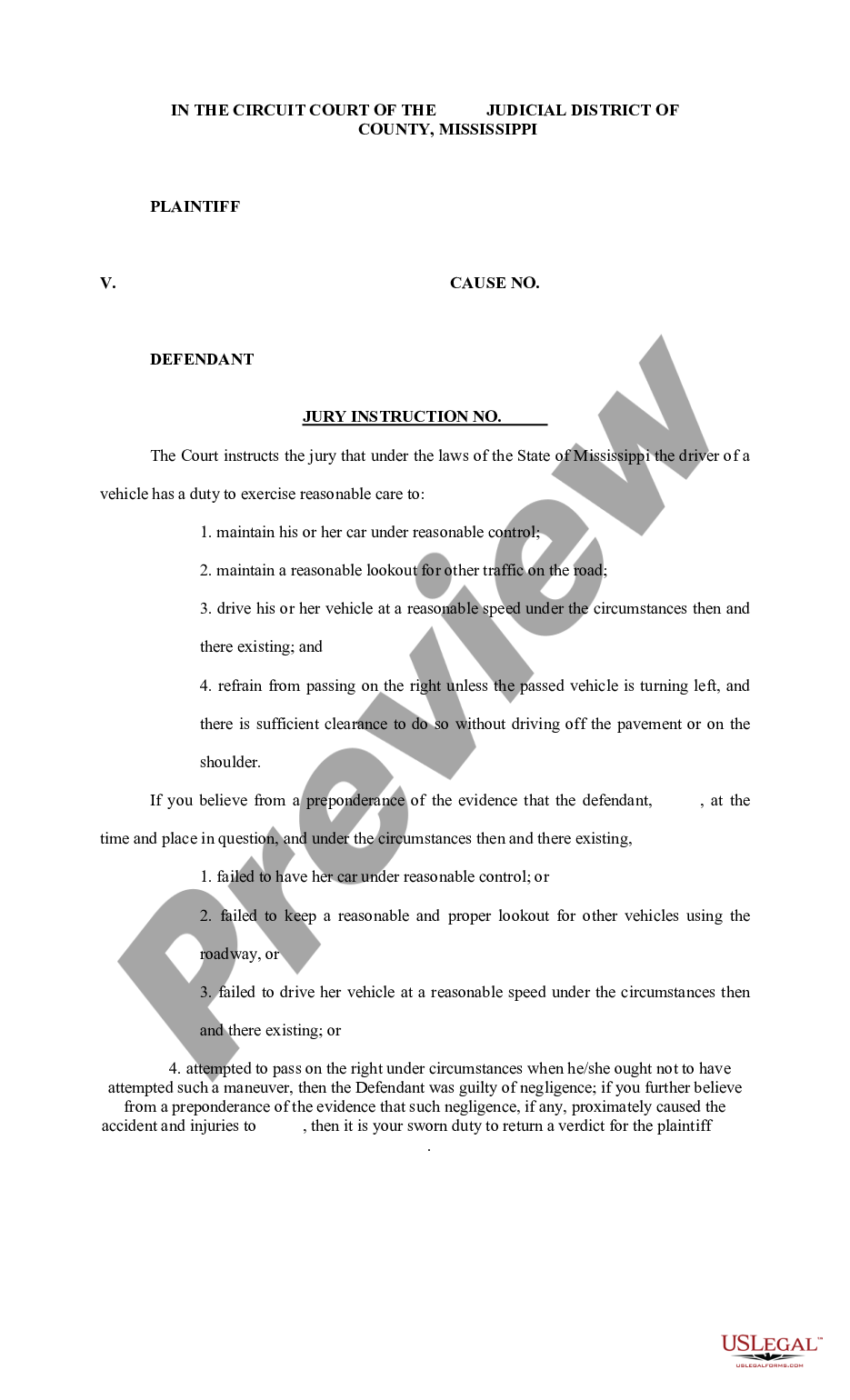 page 8 Plaintiff's Jury Instructions - Auto Accident preview