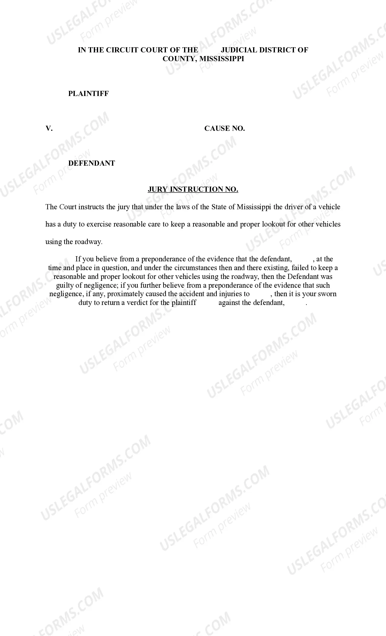 Preview Plaintiff's Jury Instructions - Auto Accident