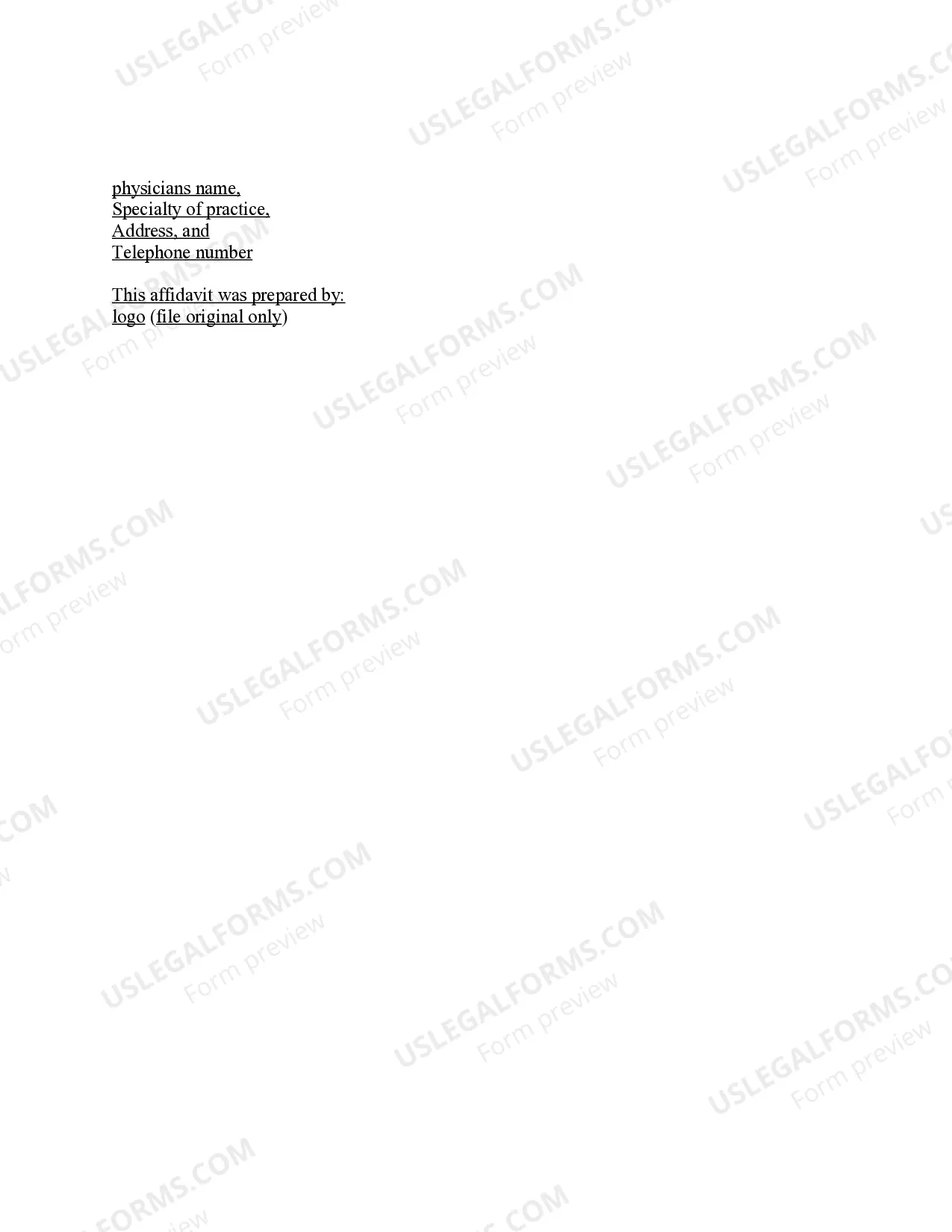 Preview Medical Records Affidavit