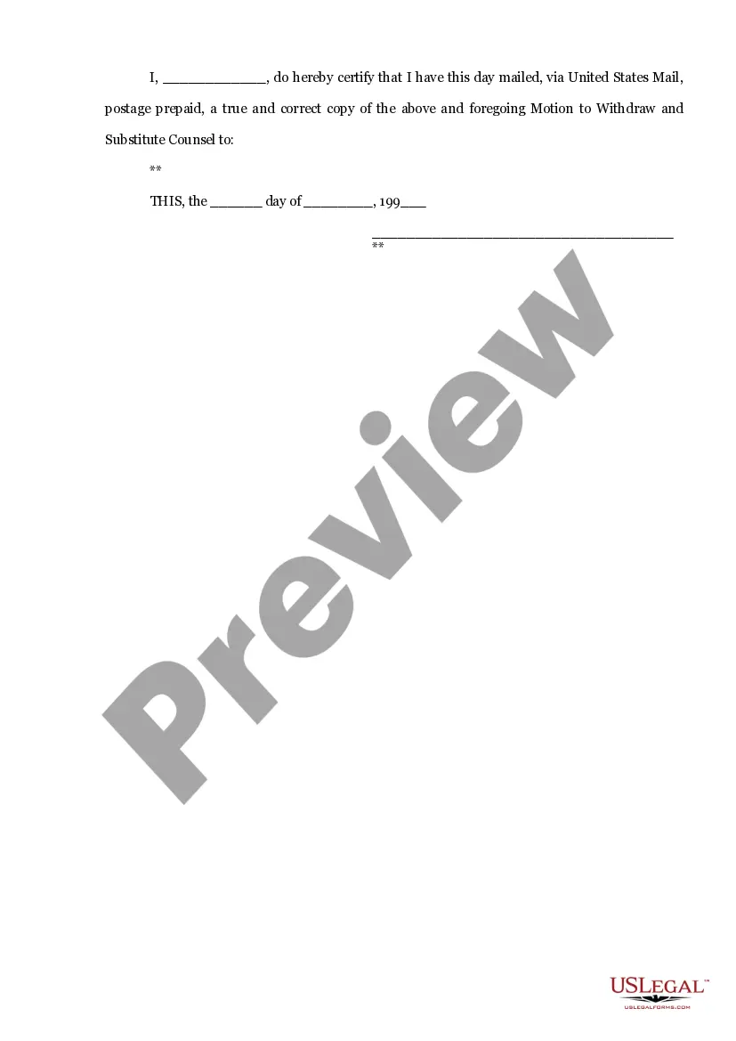 Preview Motion to Withdraw and Substitute Counsel