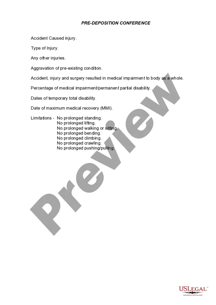 Preview Pre-Deposition Conference
