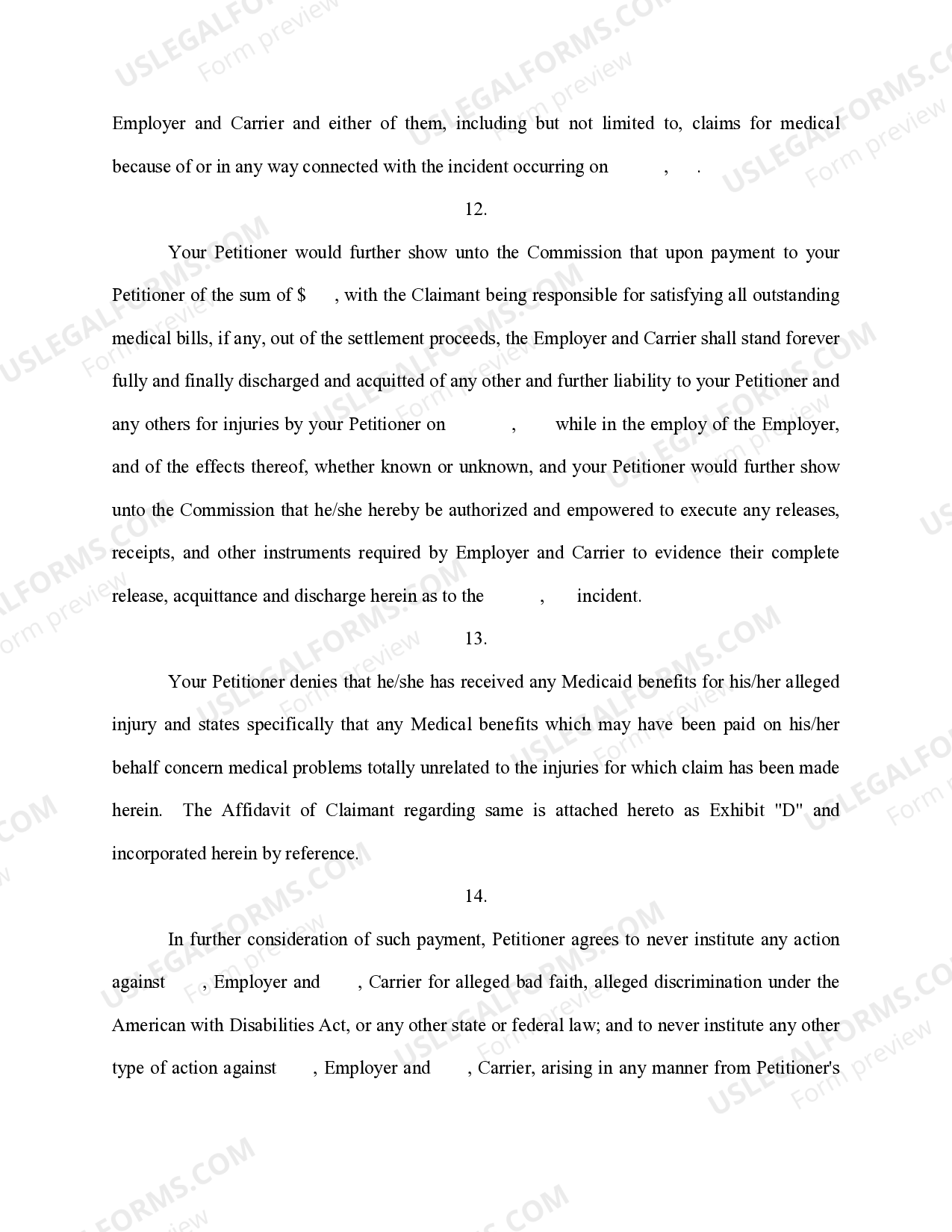 Petition for Approval of Settlement Under Section 71329 of