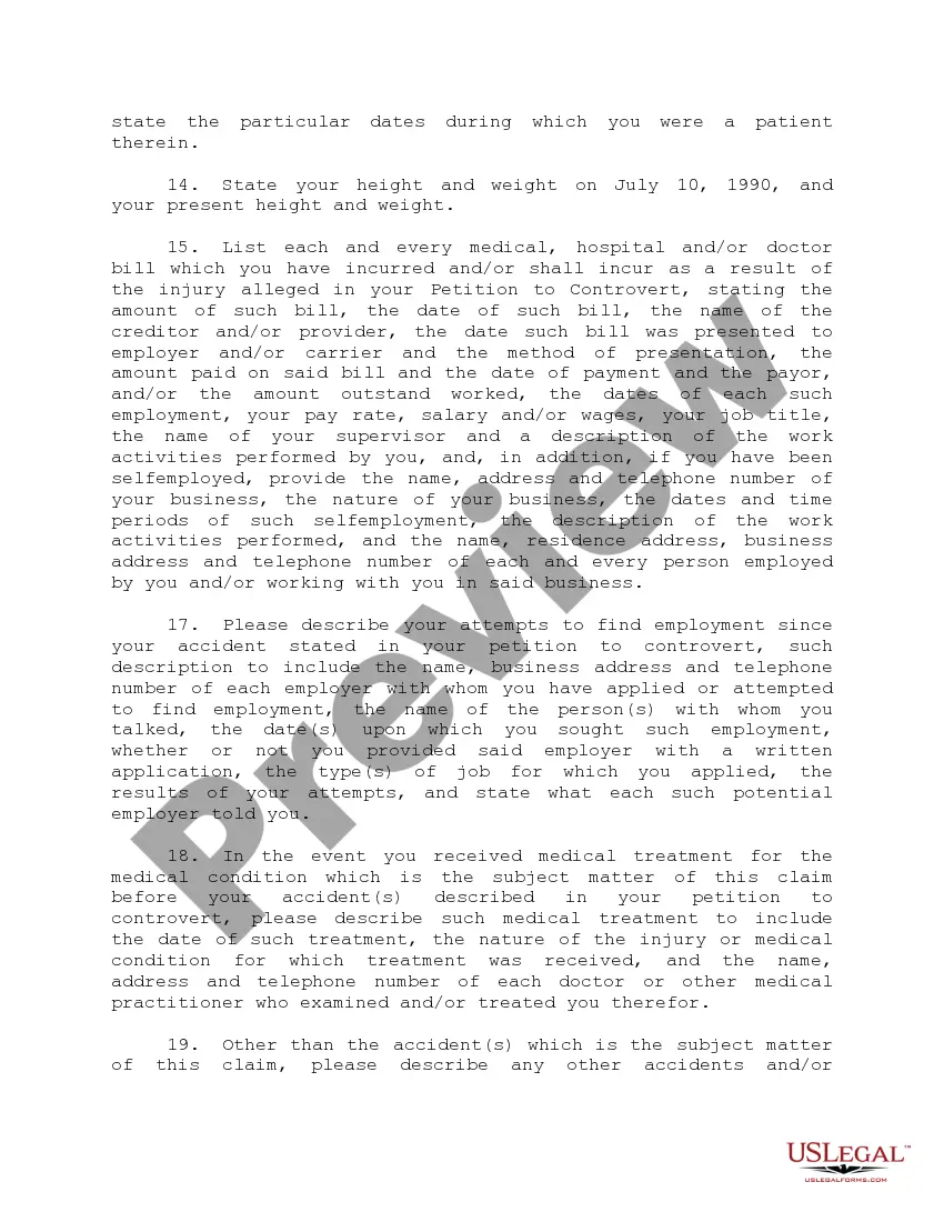 Preview First Set of Interrogatories to Claimant