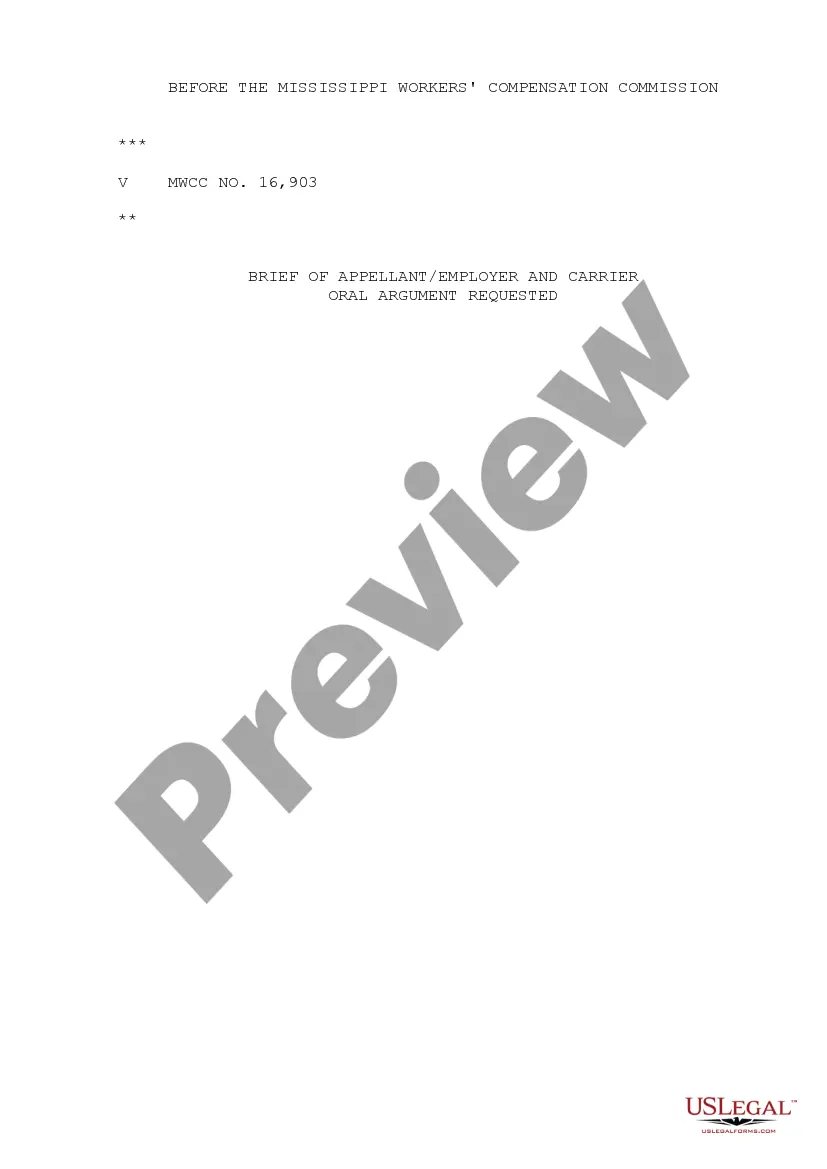 Preview Brief of Appellant - Employer and Carrier