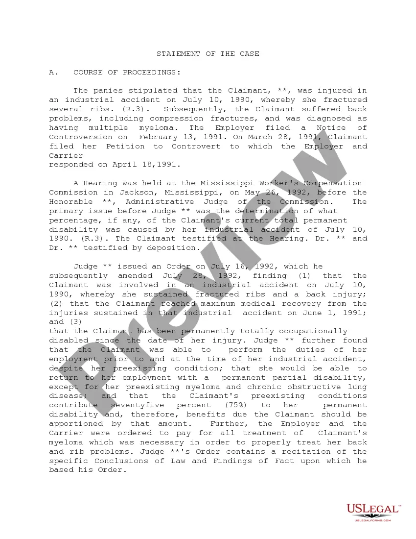 Preview Brief of Appellee / Claimant