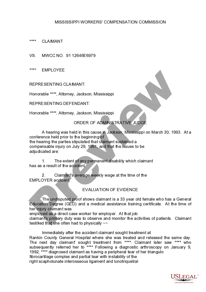 Preview Order of Administrative Judge