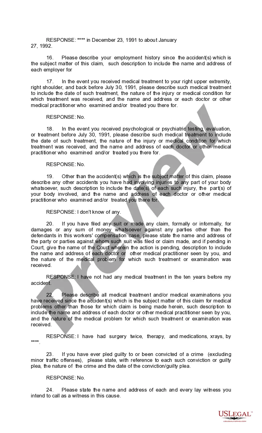 Preview Claimant's Answers to First Set of Interrogatories and Requests for Production of Documents