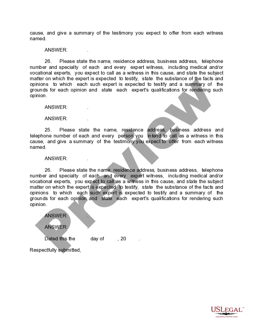 Get Answers to Interrogatories Preview Answers to Interrogatories