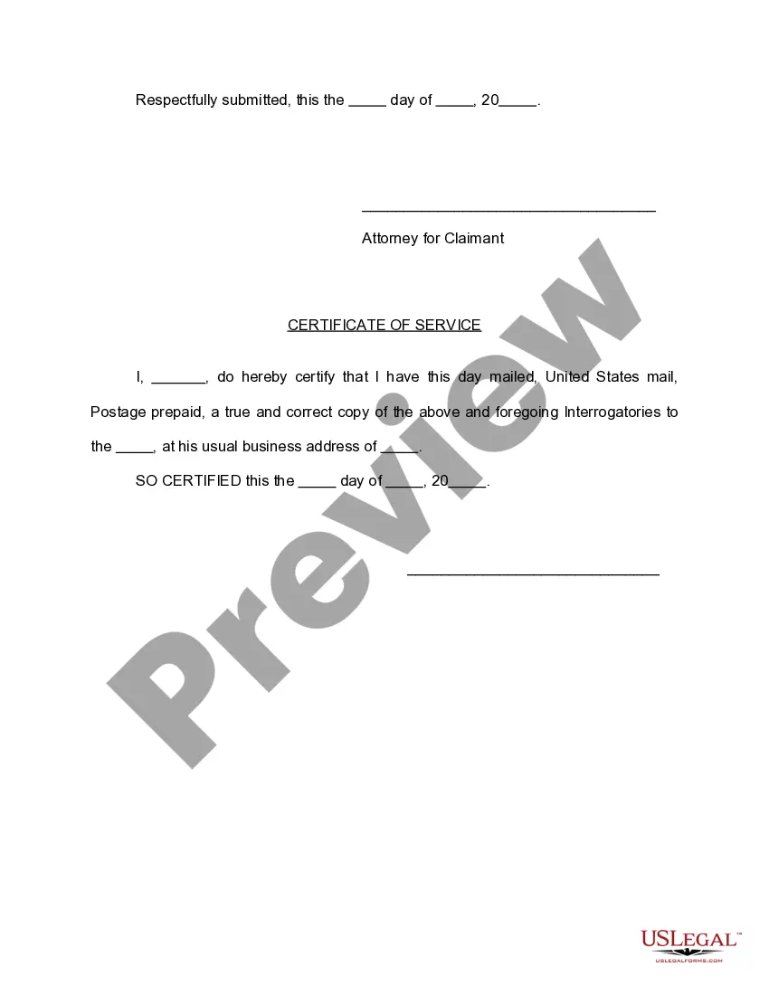 Get Claimant's First Set of Interrogatories to Employer and Carrier Preview Claimant's First Set of Interrogatories to Employer and Carrier