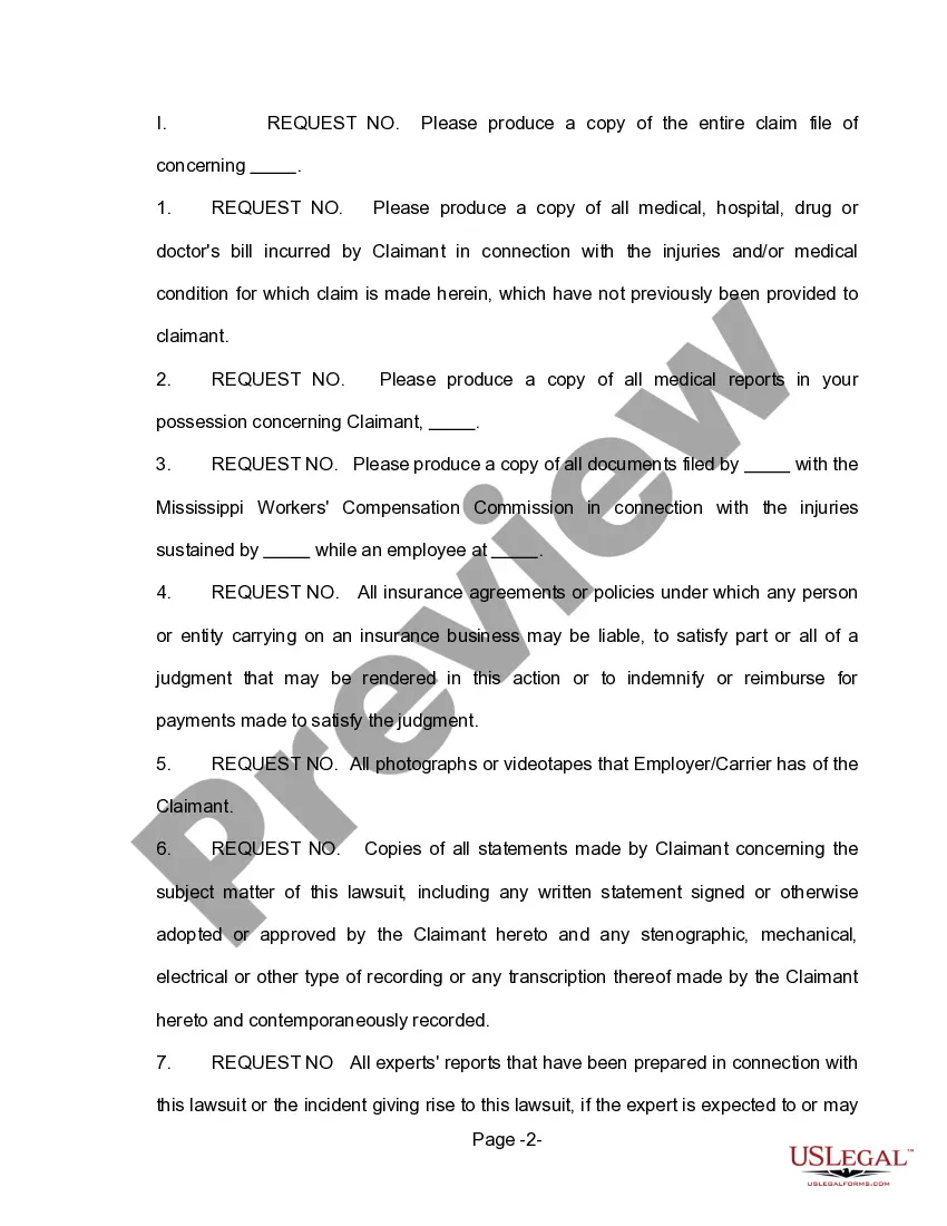 Preview Claimant's First Set of Request for Production