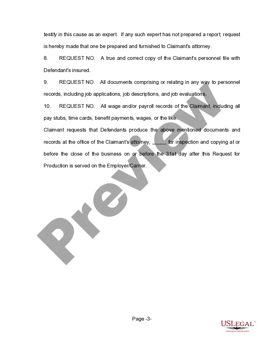 Preview Claimant's First Set of Request for Production