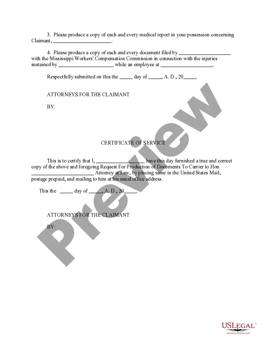 Get Request for Production of Documents to Carrier Preview Request for Production of Documents to Carrier