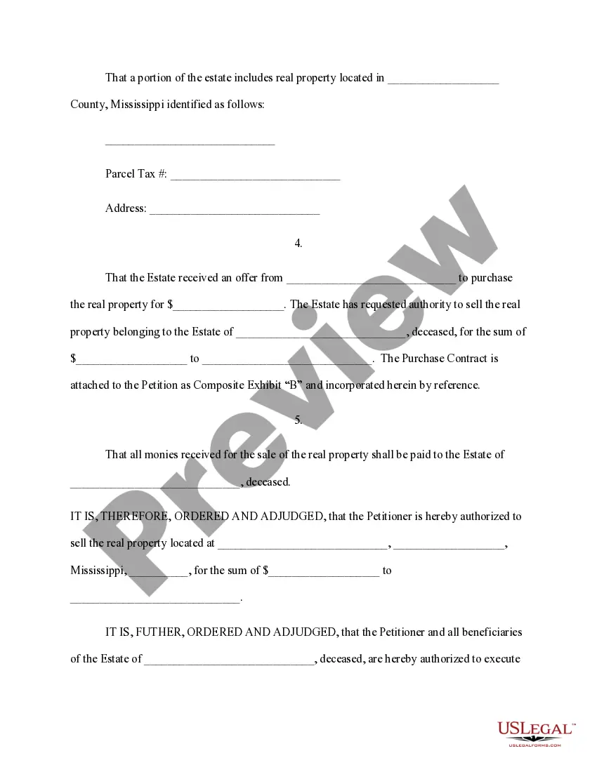 Preview Order Granting Petition for Authority to Sell Real Property