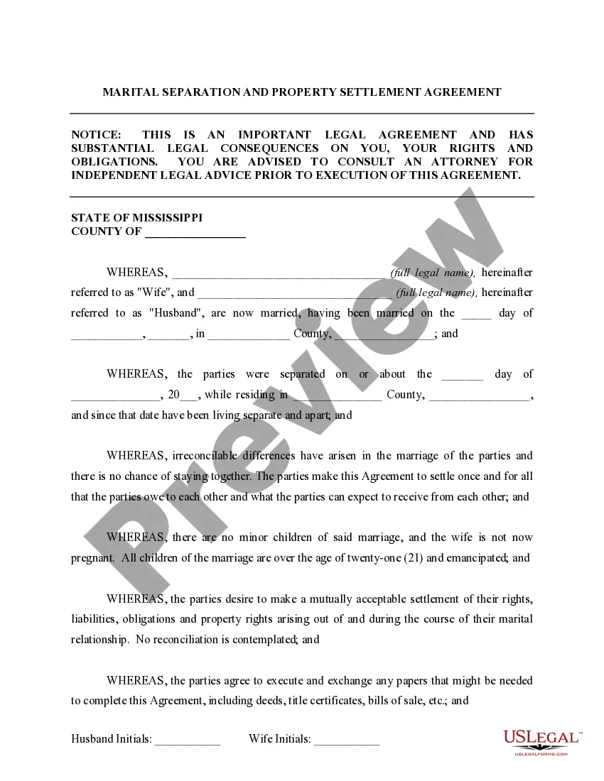 Get Separation and Property Settlement Agreement - Adult Children Preview Separation and Property Settlement Agreement - Adult Children
