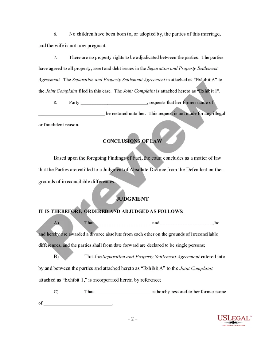 Get Final Judgment of Absolute Divorce - No Children Preview Final Judgment of Absolute Divorce - No Children