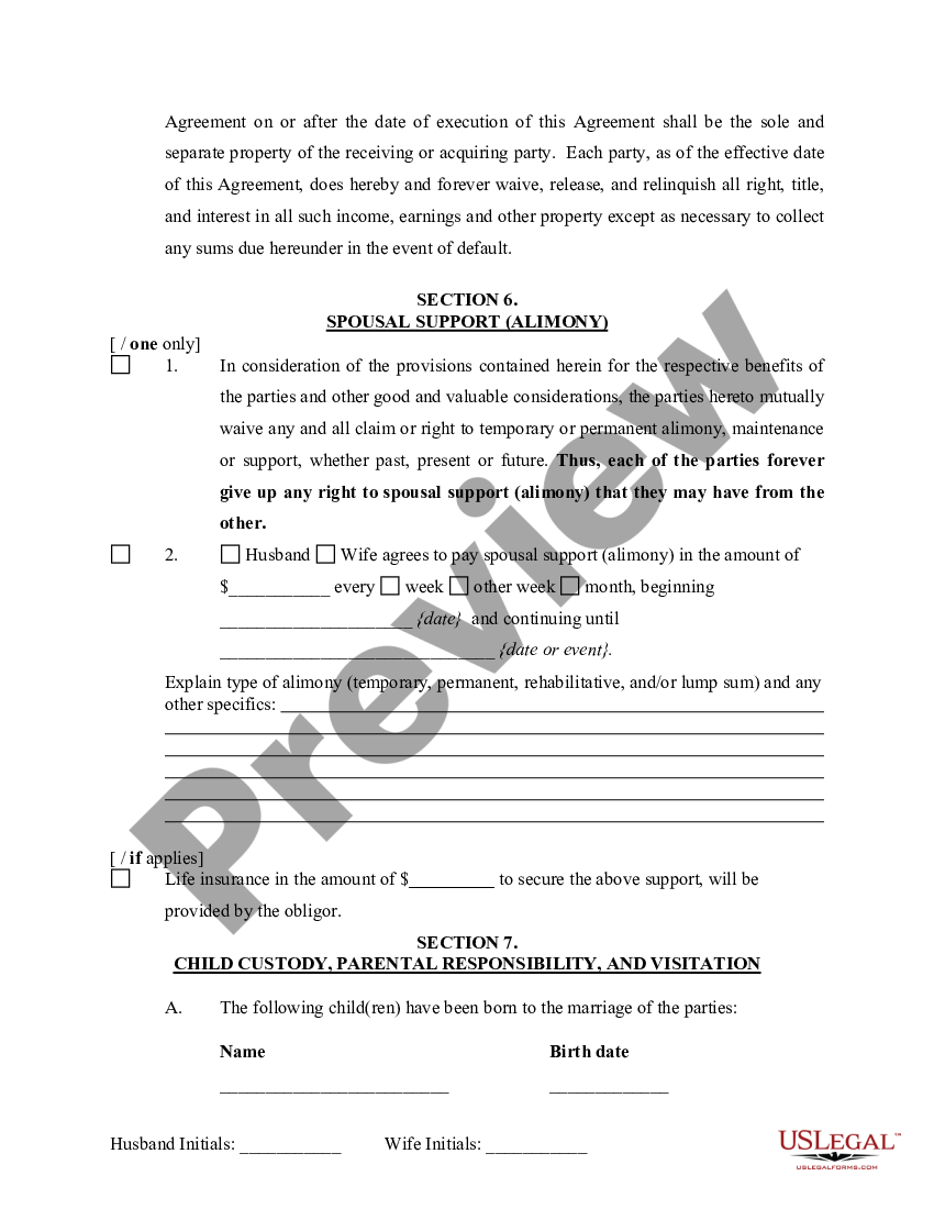 Mississippi Separation and Property Settlement Agreement - Property ...