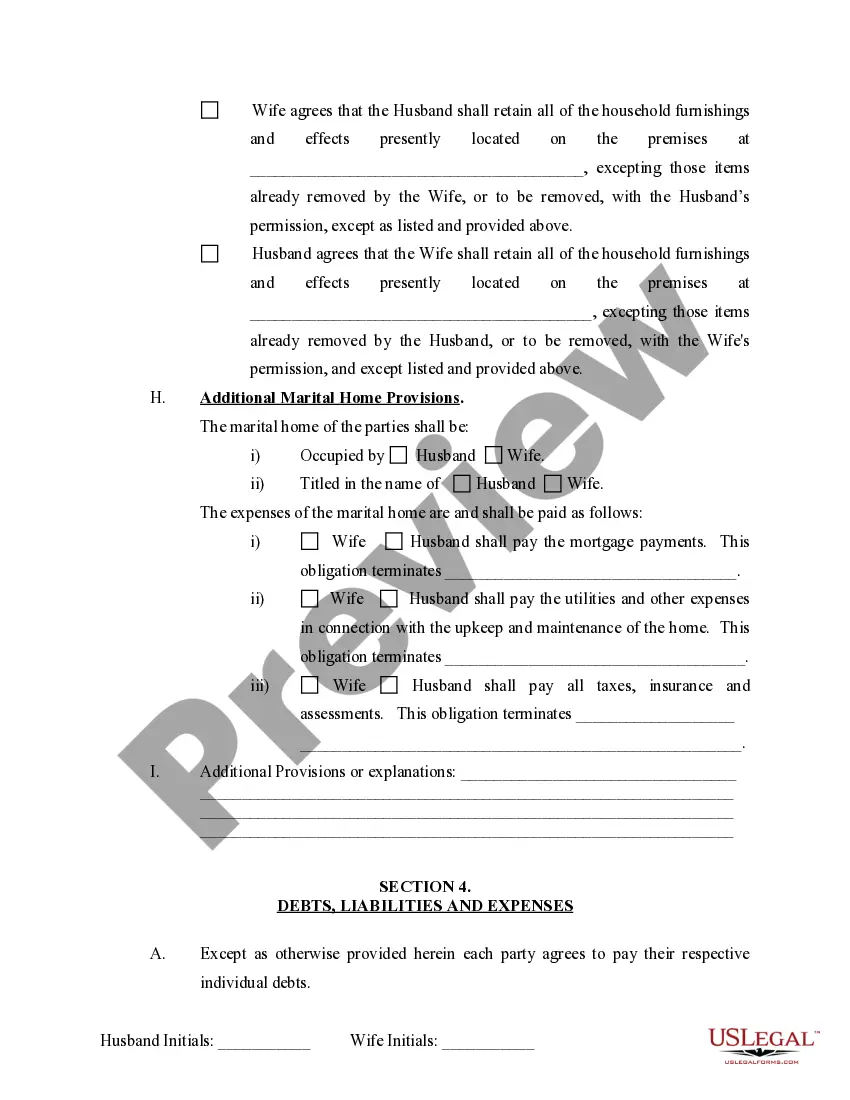 Preview Separation and Property Settlement Agreement - Minor Children