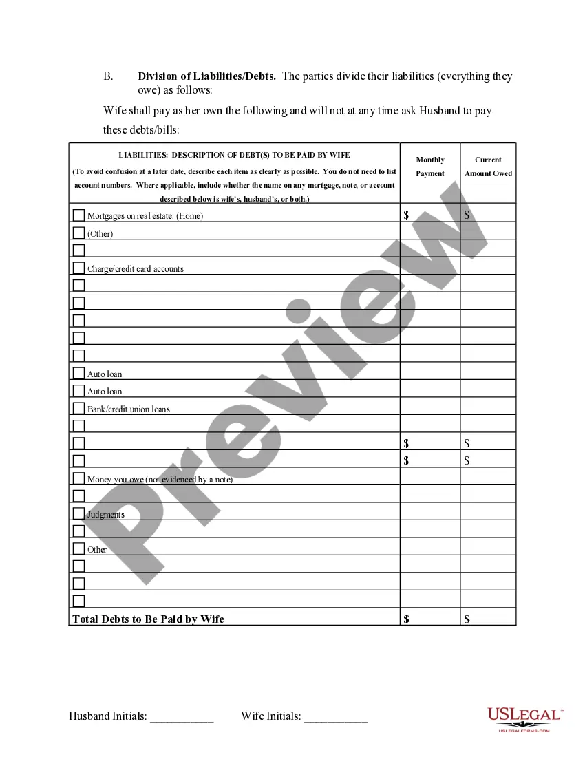 Preview Separation and Property Settlement Agreement - Minor Children
