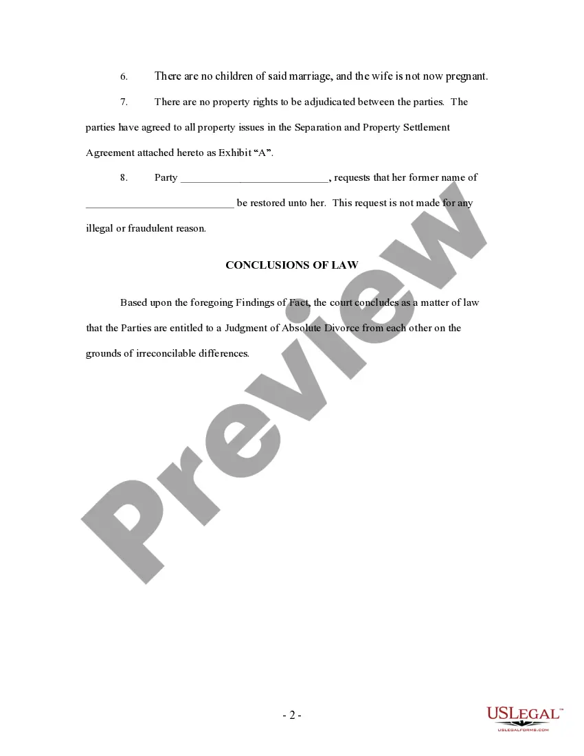 Get Final Judgment of Absolute Divorce - No Children Preview Final Judgment of Absolute Divorce - No Children