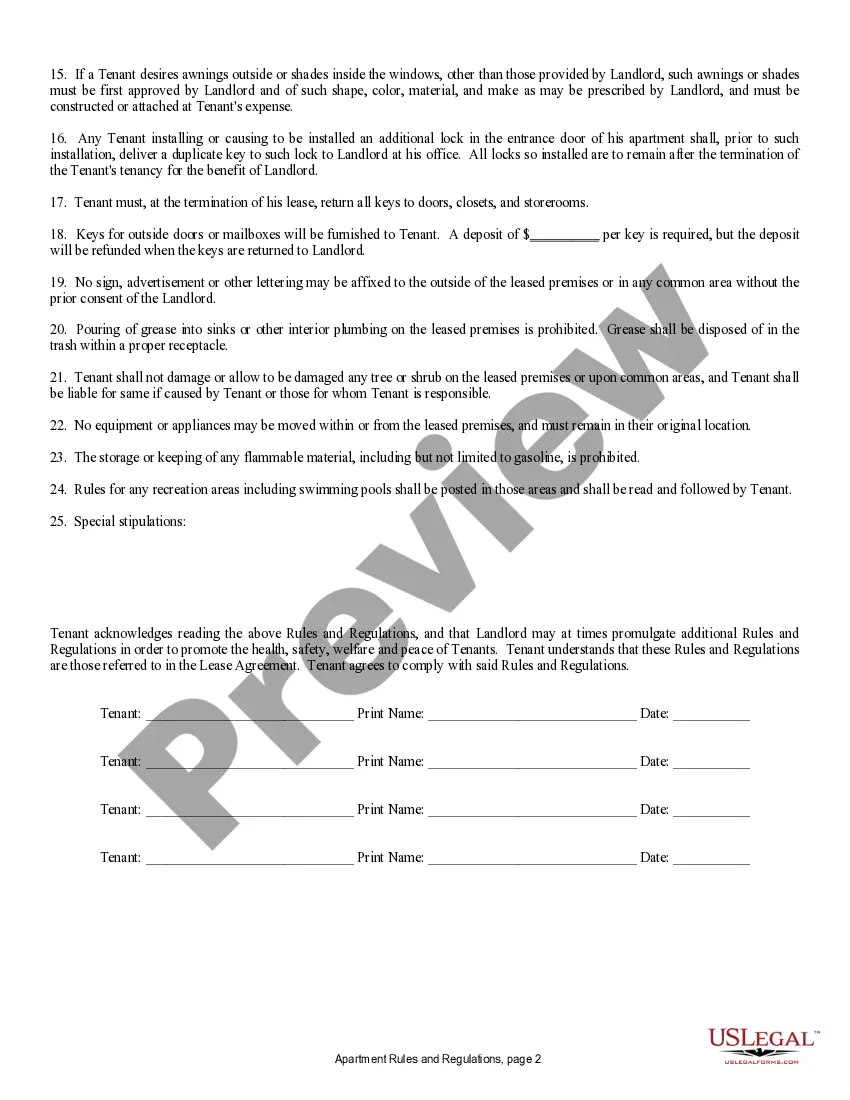Preview Apartment Rules and Regulations