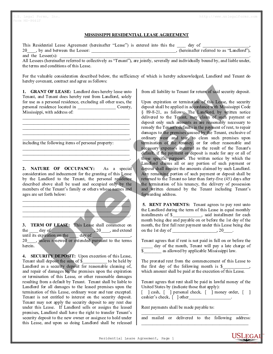 page 0 Residential Rental Lease Agreement preview