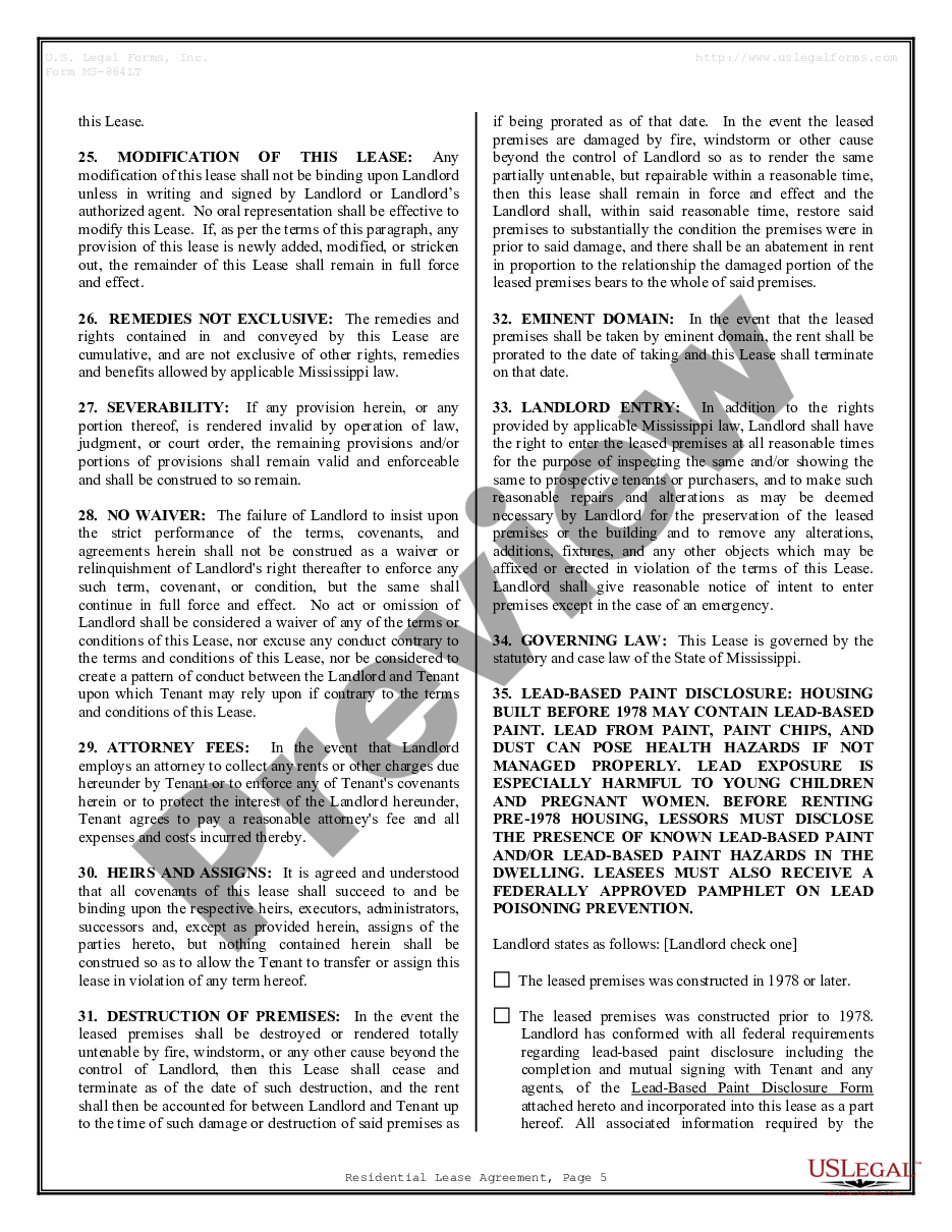page 4 Residential Rental Lease Agreement preview
