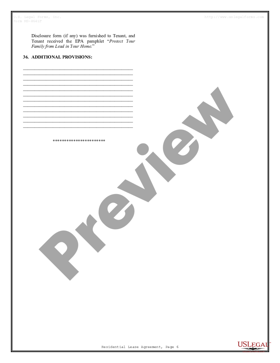 page 5 Residential Rental Lease Agreement preview