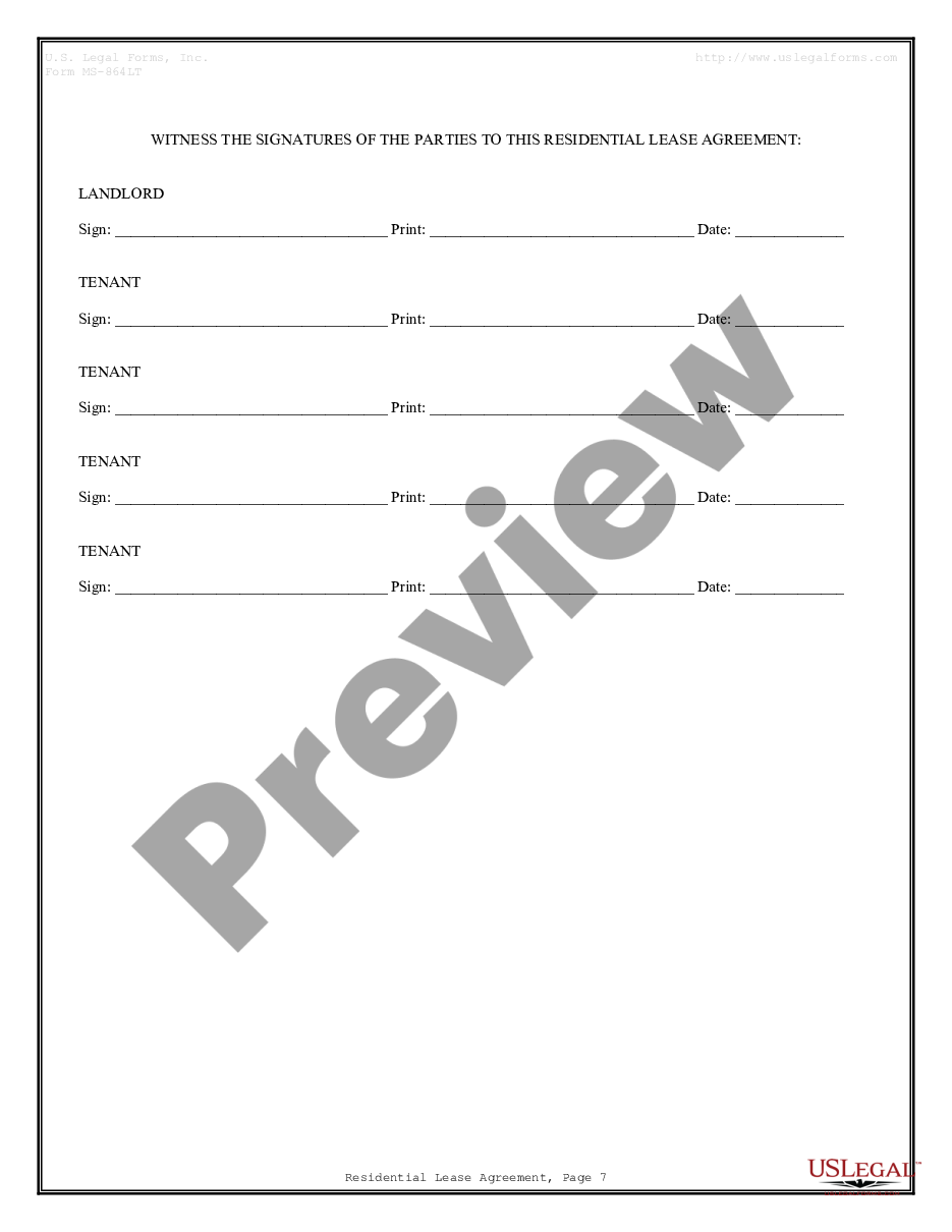 page 6 Residential Rental Lease Agreement preview