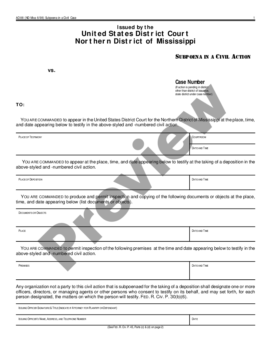page 0 Subpoena in a Civil Action preview