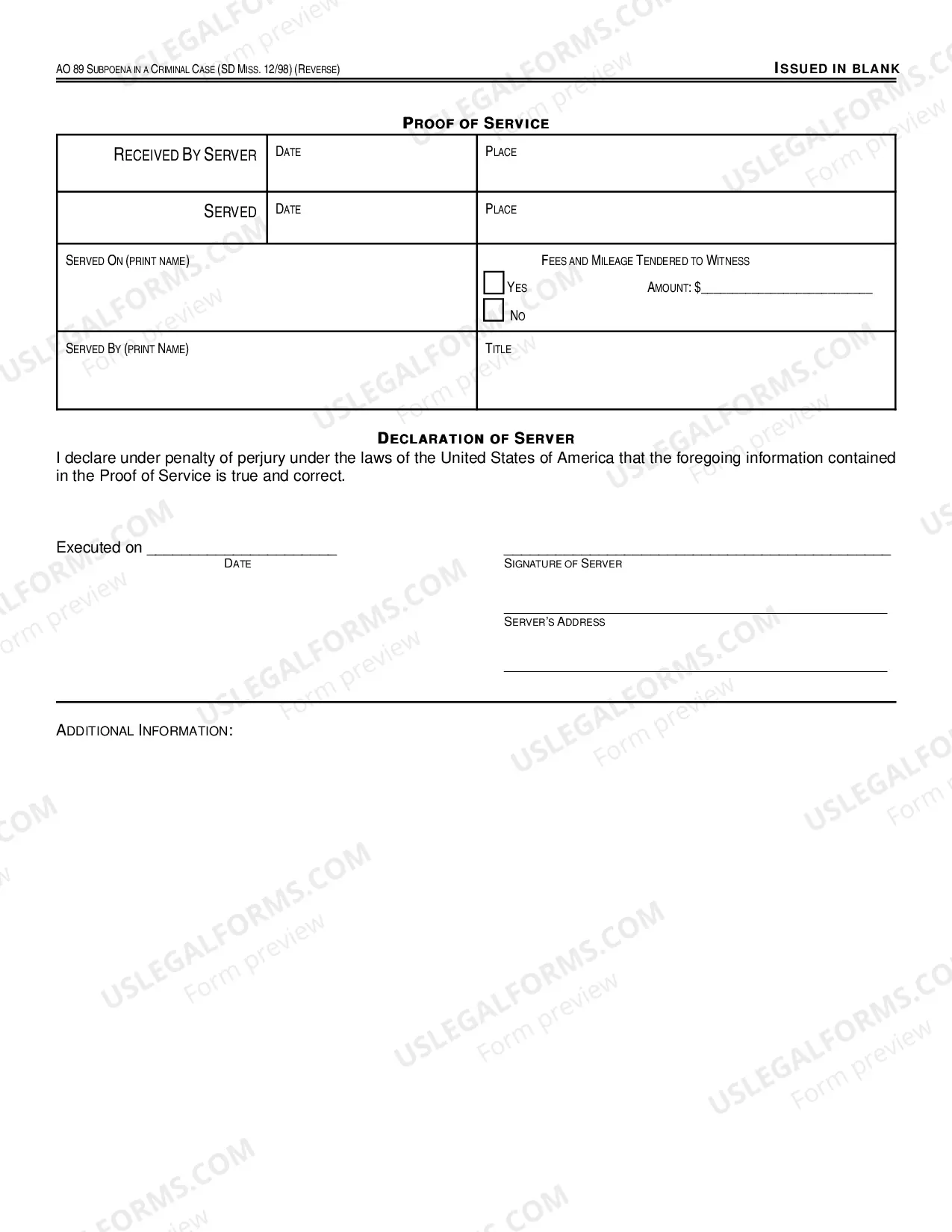 Preview Subpoena in a Criminal Case
