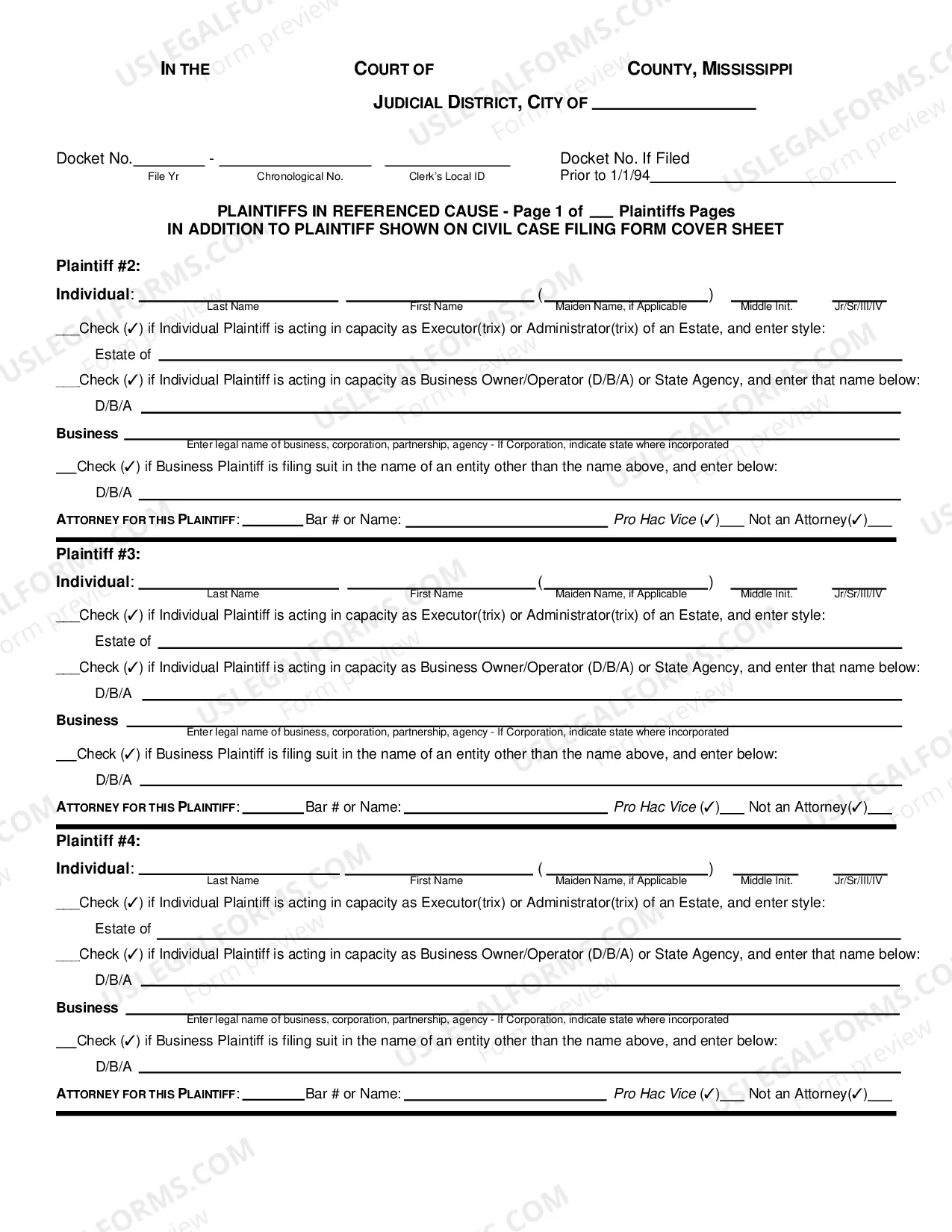 Preview Civil Cover Sheet