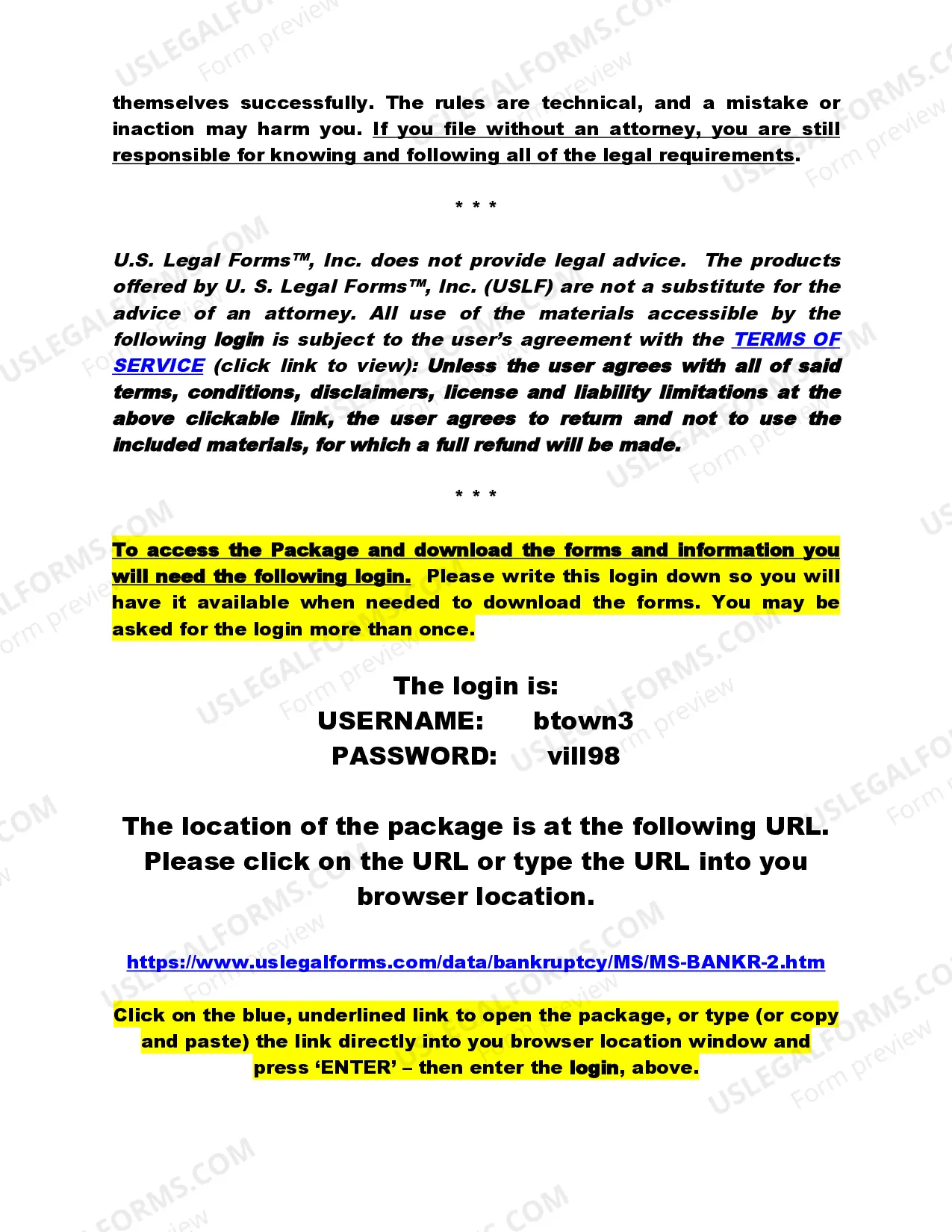 Preview Mississippi Southern District Bankruptcy Guide and Forms Package for Chapters 7 or 13