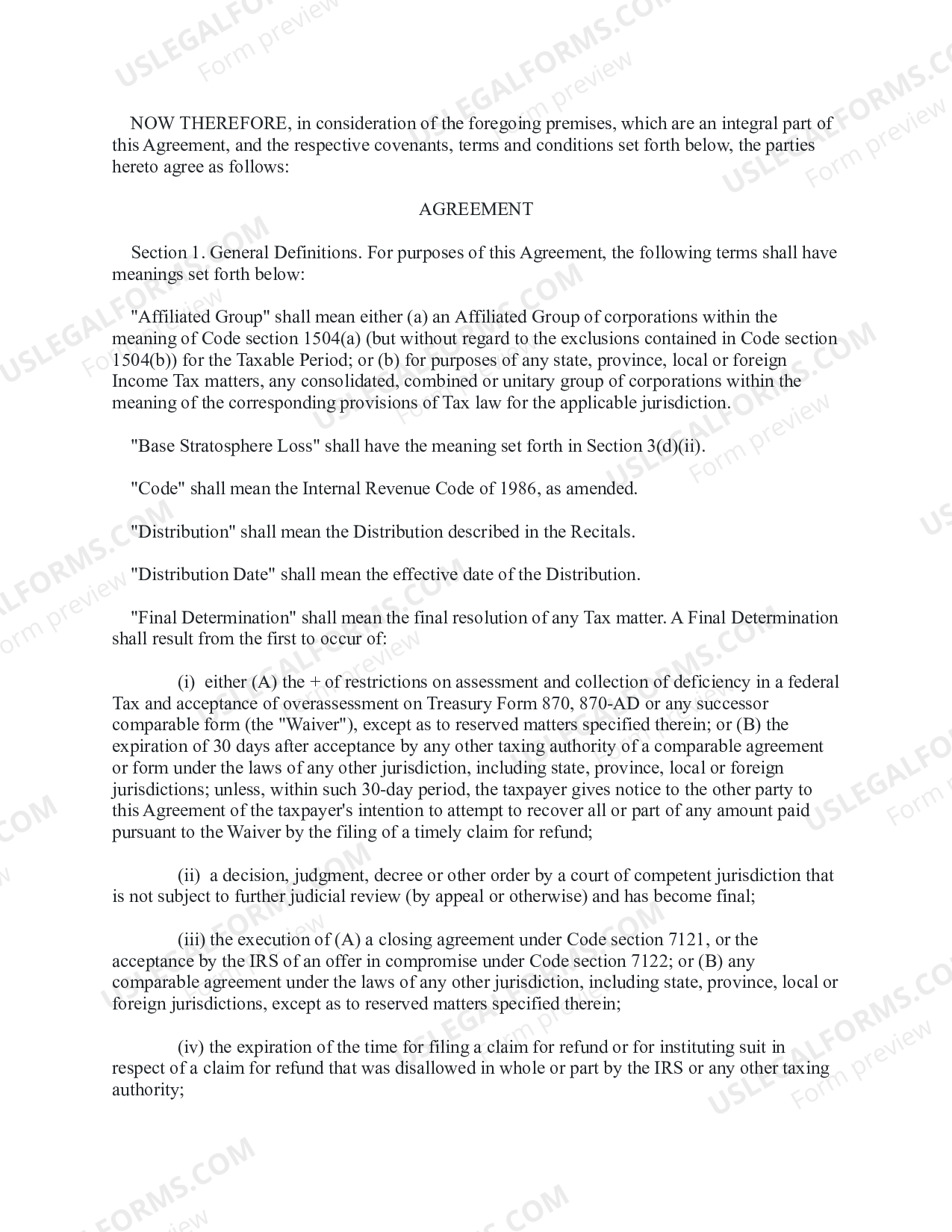 Mississippi Tax Allocation and Indemnity Agreement US Legal Forms