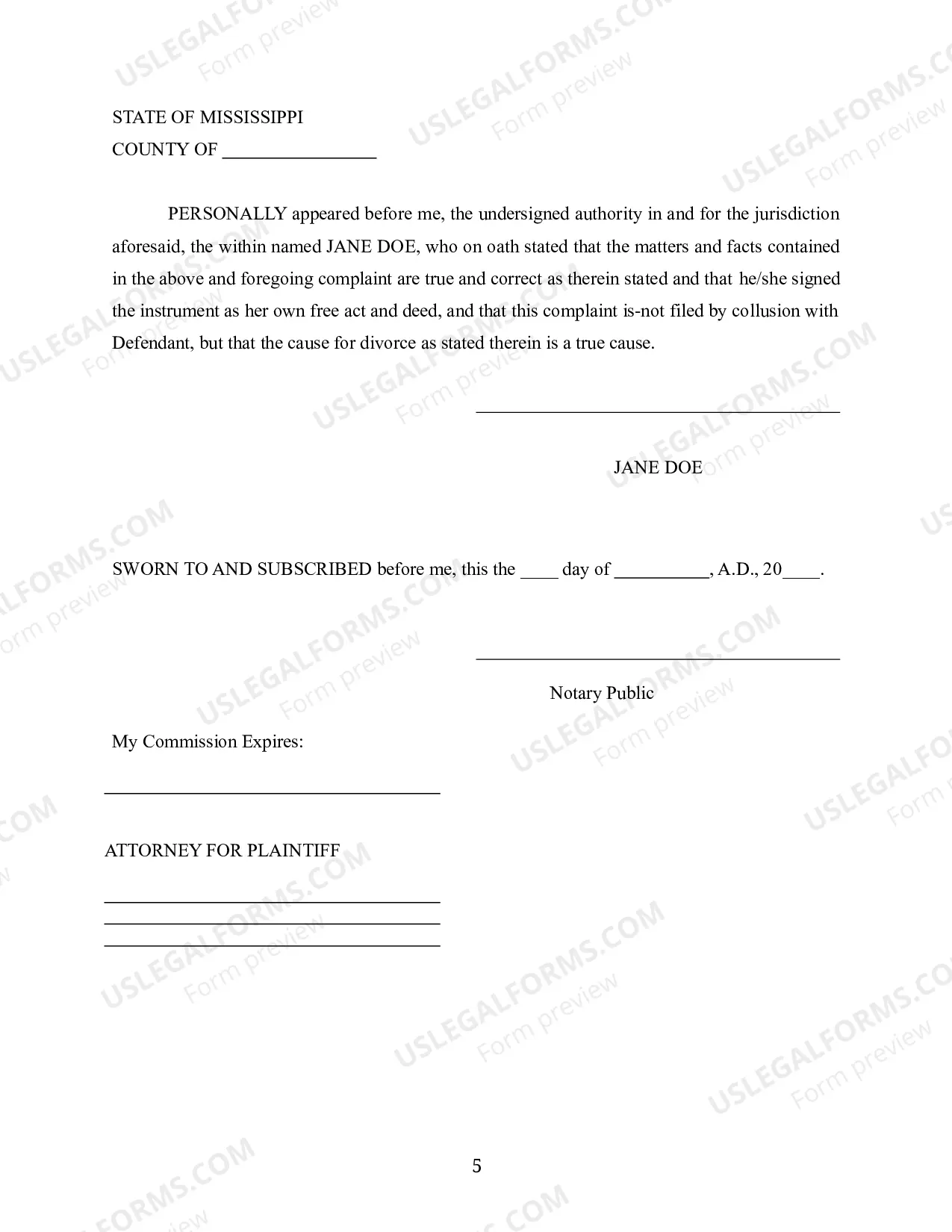 Preview Complaint for Divorce including children and child support