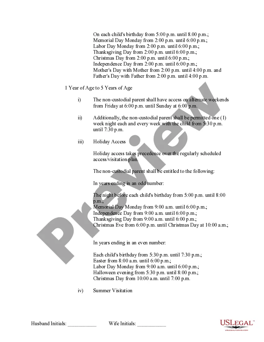 Preview Marital Domestic Separation and Property Settlement Agreement Minor Children no Joint Property or Debts where Divorce Action Filed