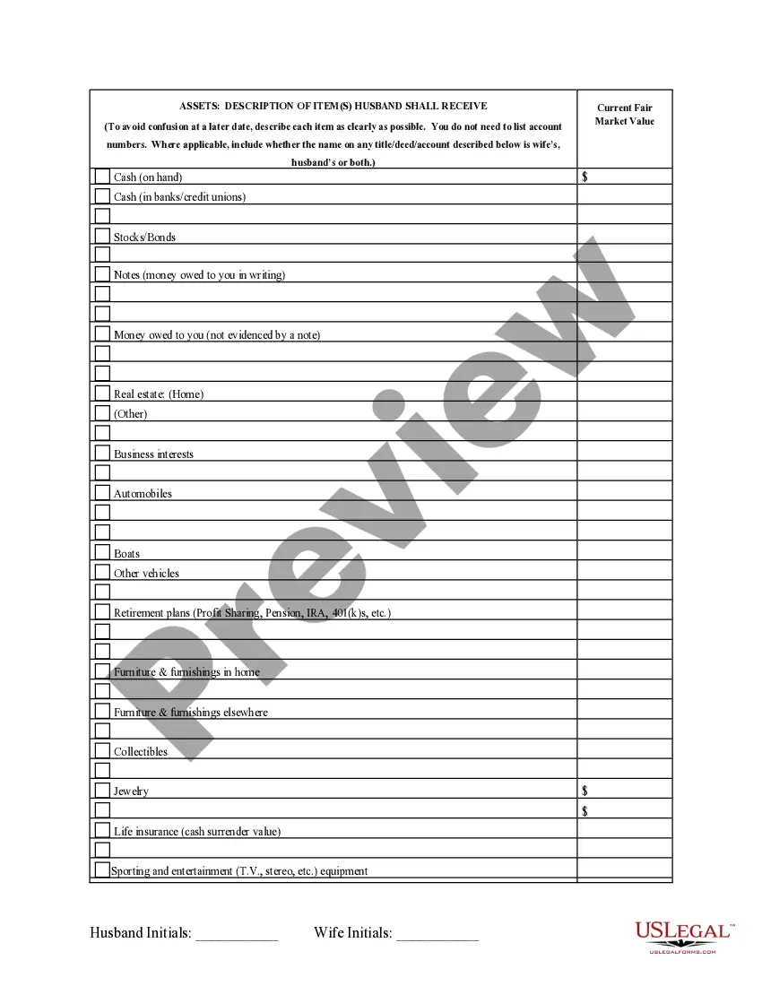 Preview Marital Domestic Separation and Property Settlement Agreement no Children parties may have Joint Property or Debts where Divorce Action Filed